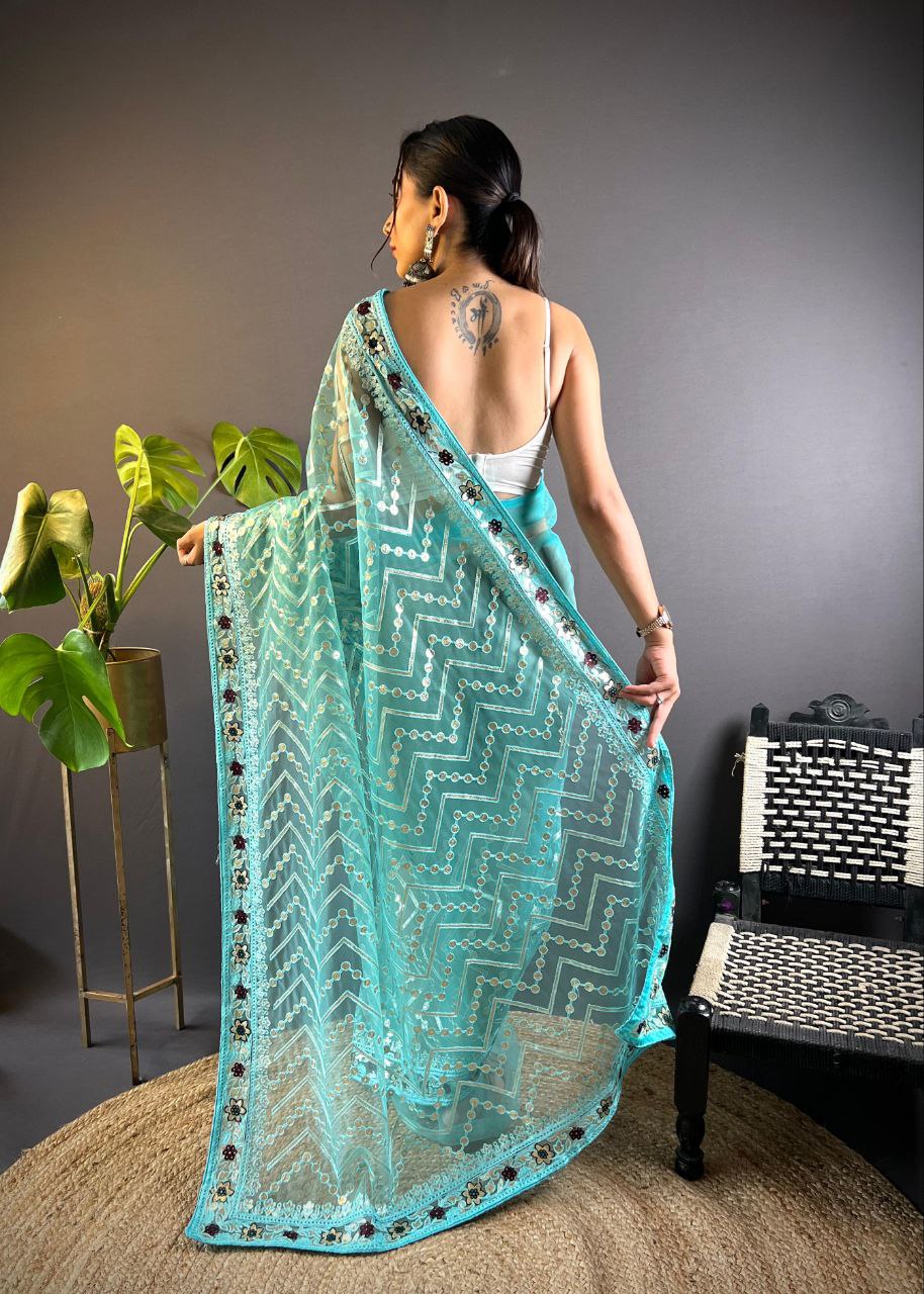 Party Wear Butterfly Net Saree