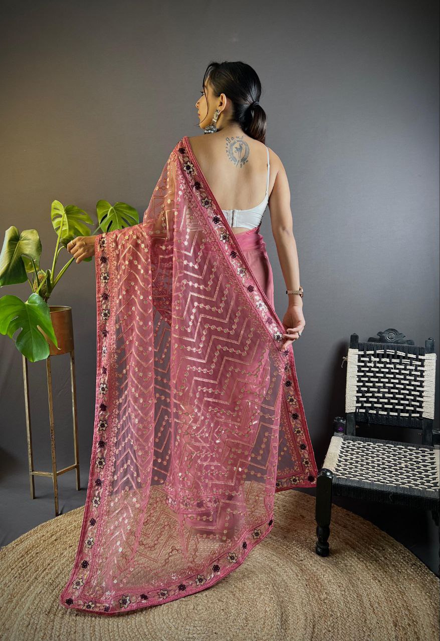 Party Wear Butterfly Net Saree