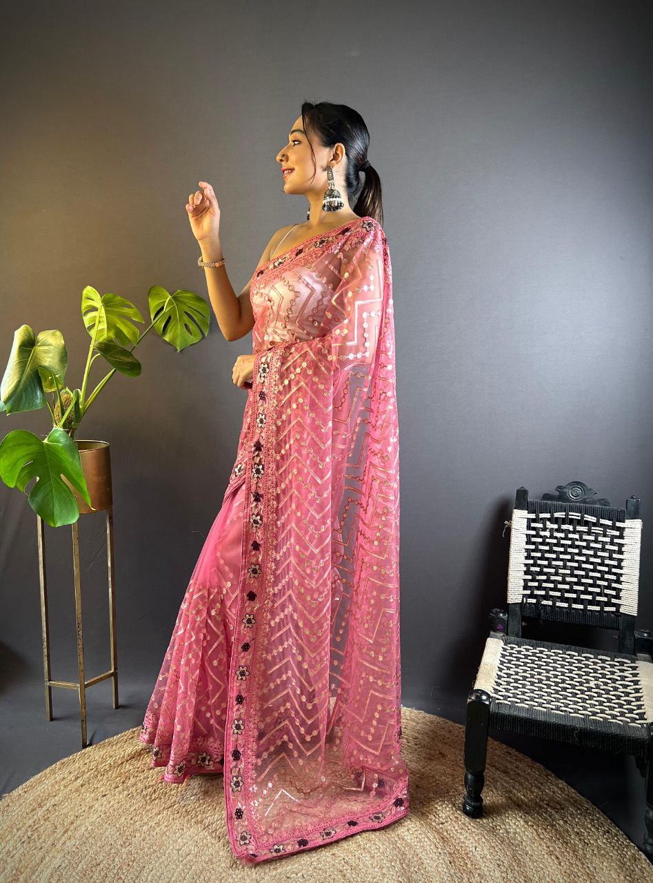 Party Wear Butterfly Net Saree