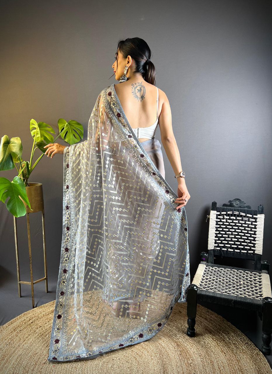 Party Wear Butterfly Net Saree