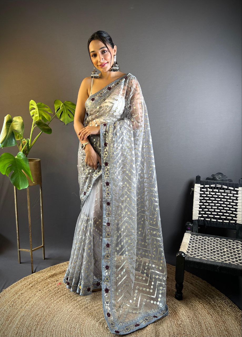 Party Wear Butterfly Net Saree