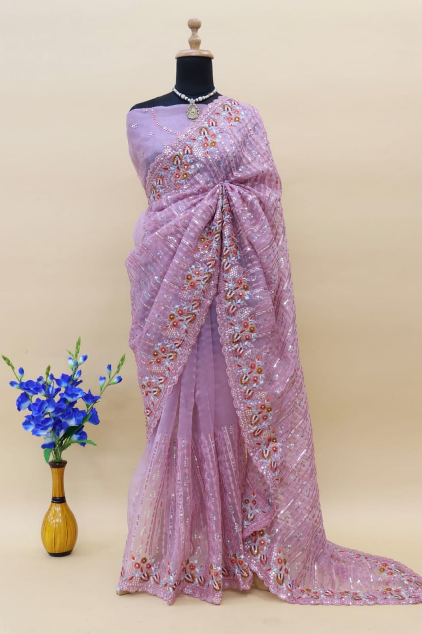 Party Wear Designer Organza Silk Saree