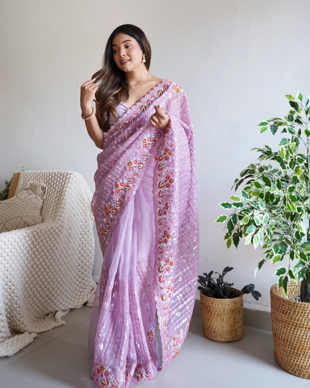 Party Wear Designer Organza Silk Saree