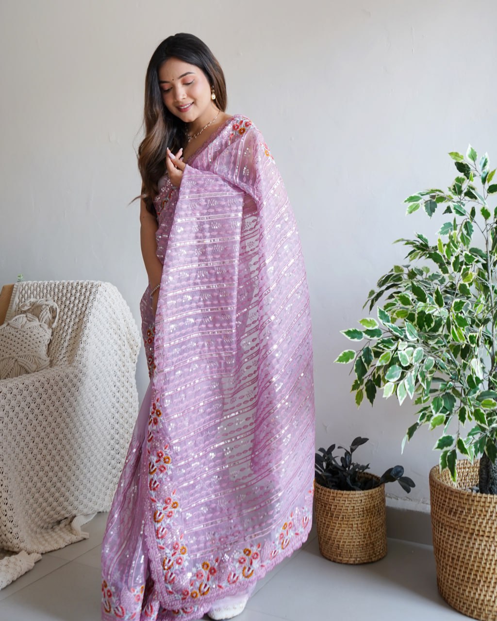 Party Wear Designer Organza Silk Saree