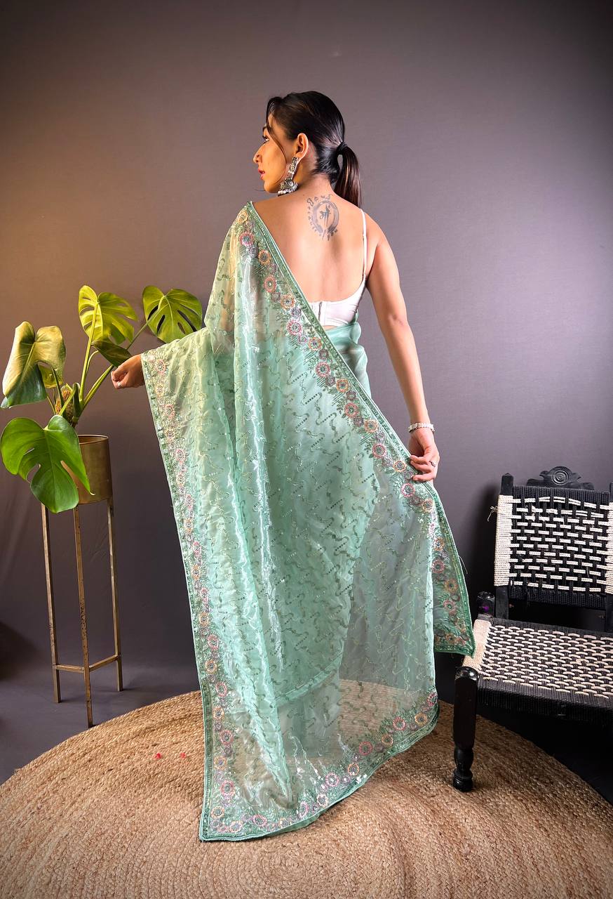 Party Wear Designer Twill Net Saree