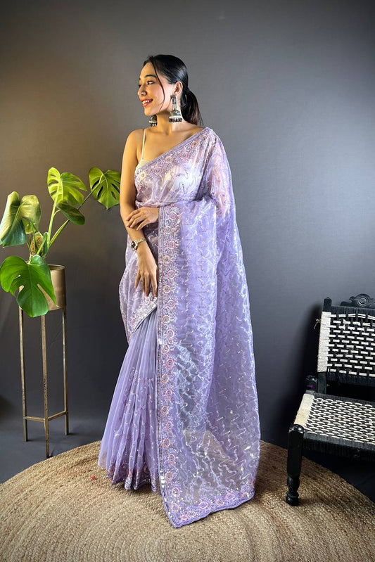 Party Wear Designer Twill Net Saree