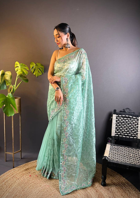 Party Wear Designer Twill Net Saree