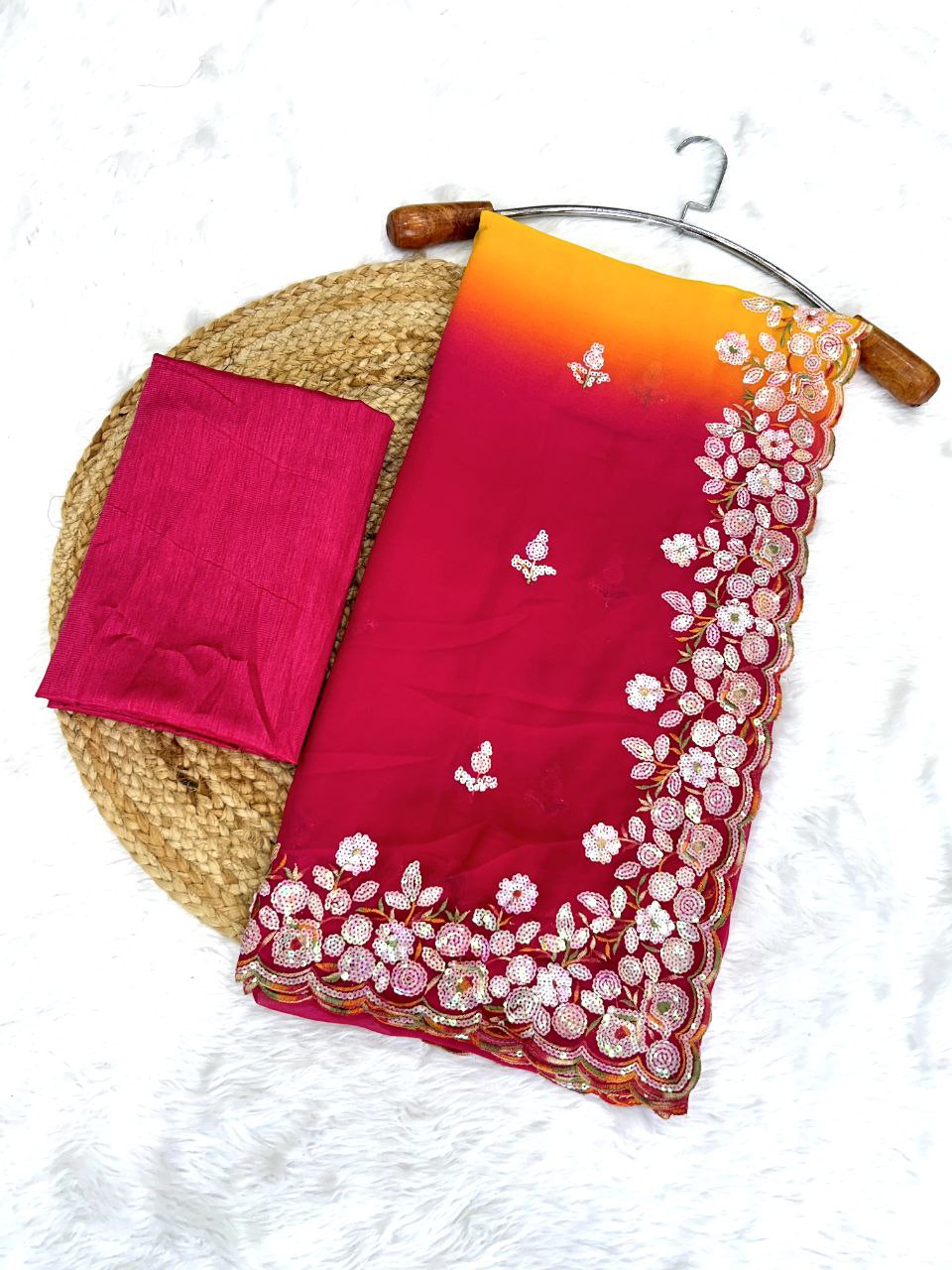 Party Wear Multicolor Fox Georgette Saree