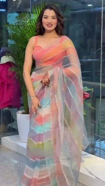 Tabby Silk Party Wear Multicolor  Saree, Rani Pink color Tabby Silk Party Wear Multicolor  sari for women, Tabby Silk Party Wear Multicolor  saree for wedding, Saree, Saree for women, Saris, Sari for women, Sarees for women, Party wear sarees for women, Wedding wear saree for women, Bollywood saree for women, Heavy saree for women, Sarees for wedding