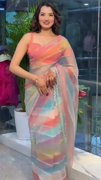 Tabby Silk Party Wear Multicolor Saree