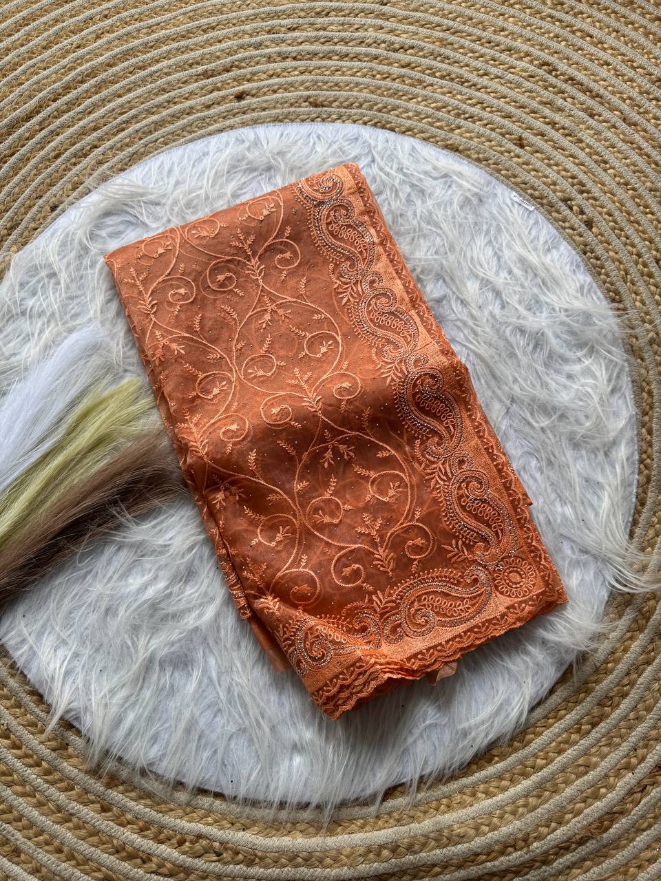 Party Wear Organza Saree With Color Option