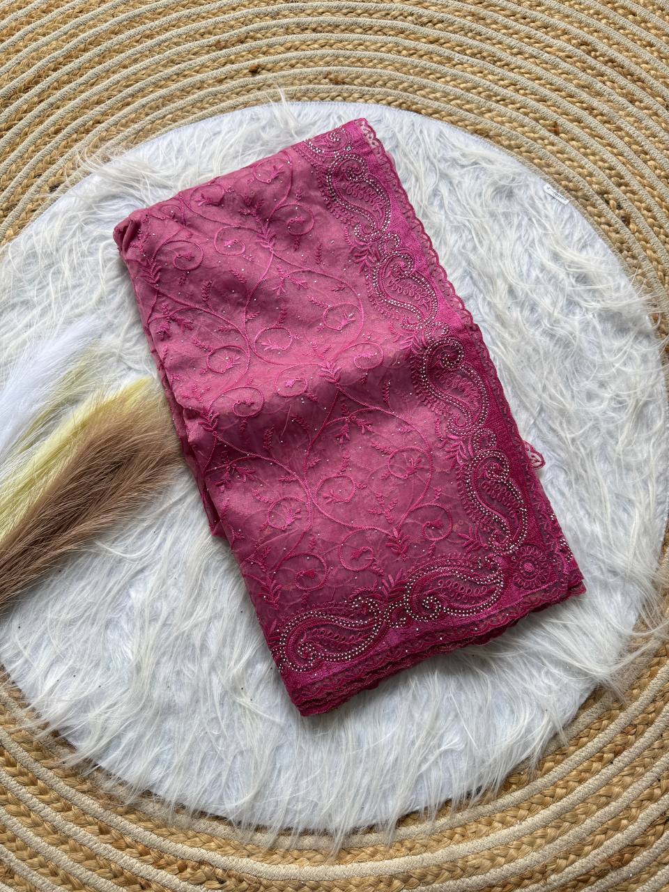 Party Wear Organza Saree With Color Option