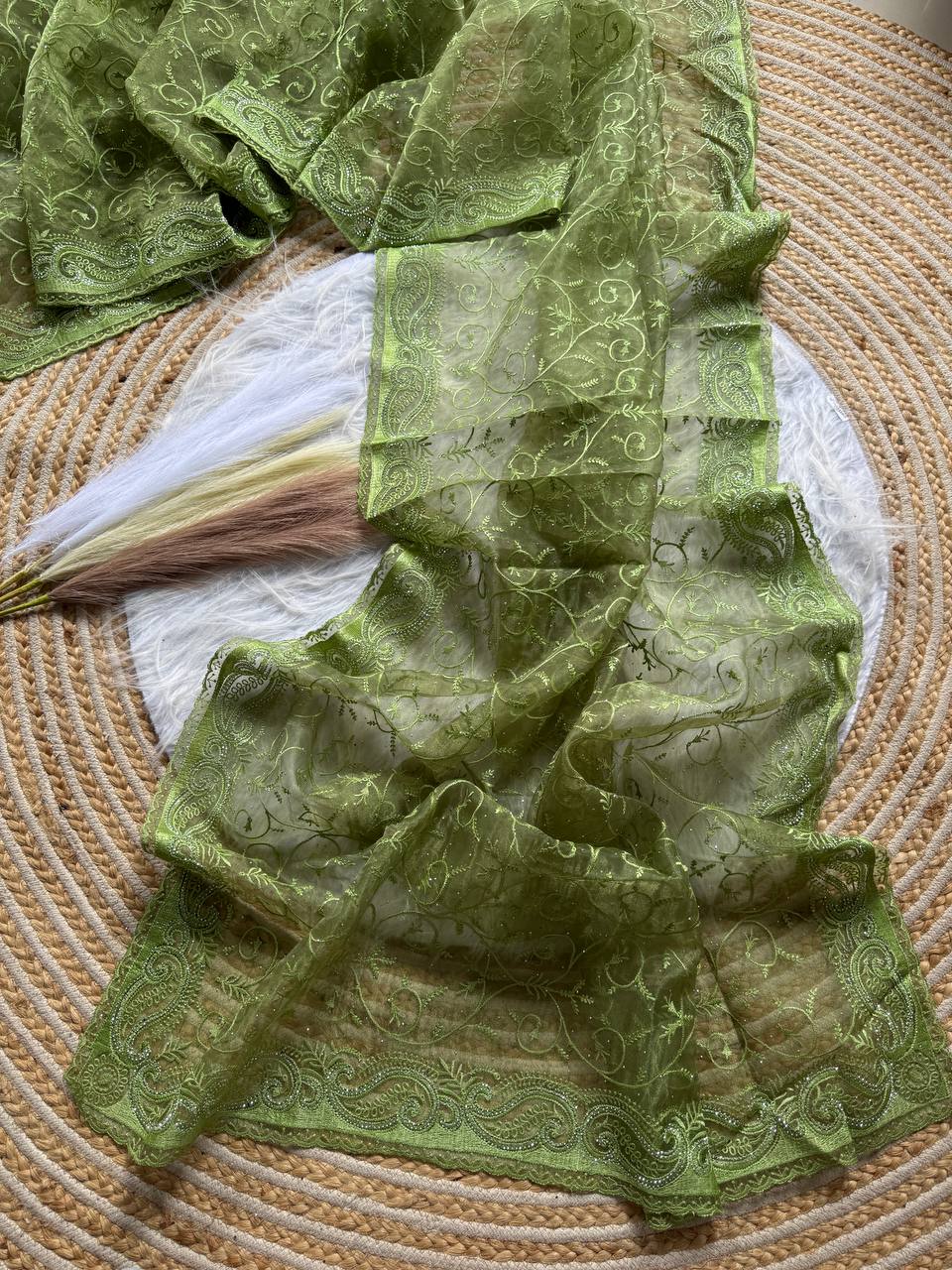 Party Wear Organza Saree With Color Option