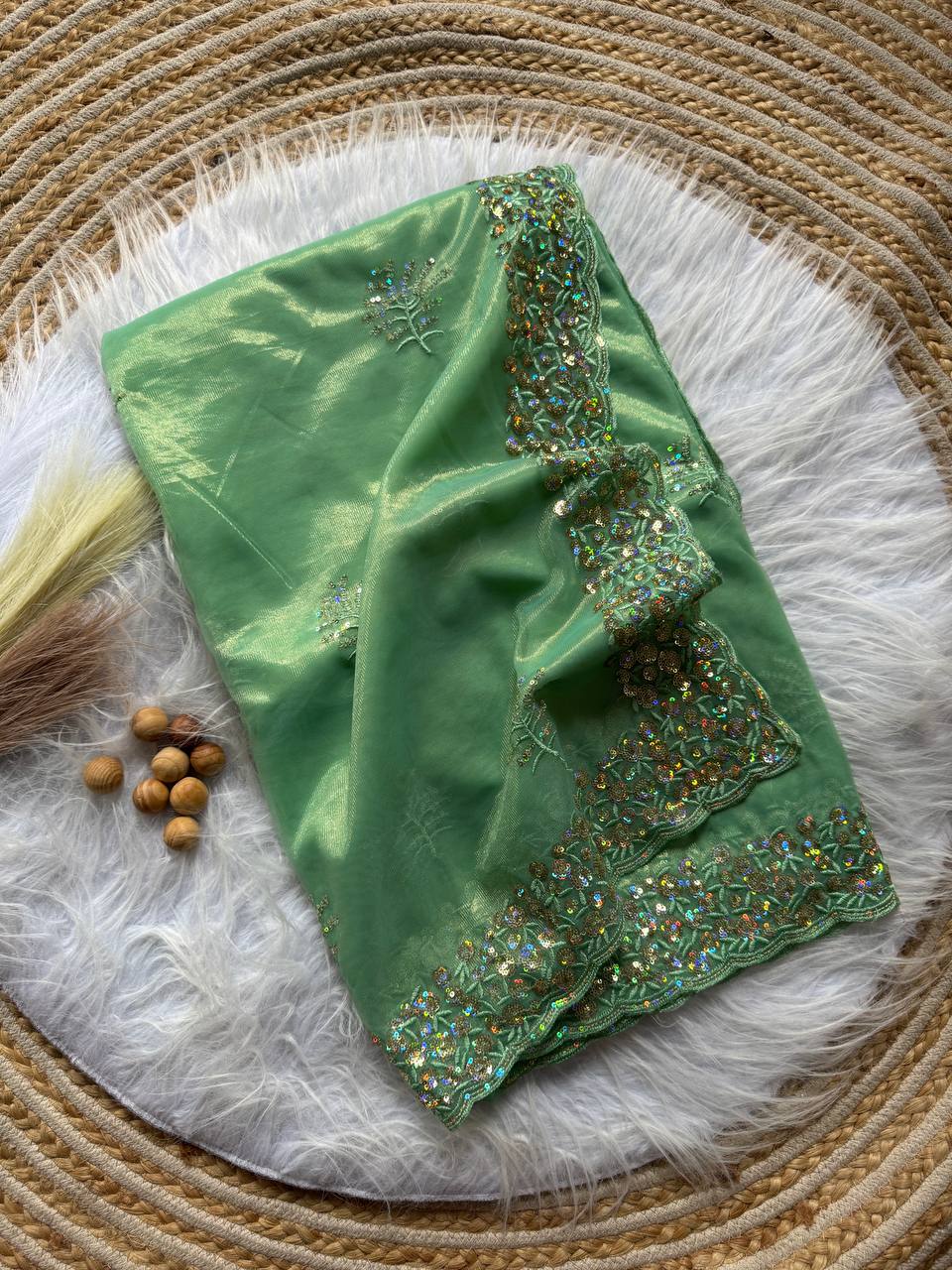 Party Wear Tissue Silk Saree