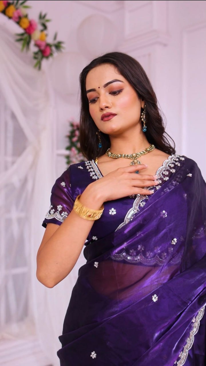 Party Wear Zimmy Choo Silk Saree With Color Option