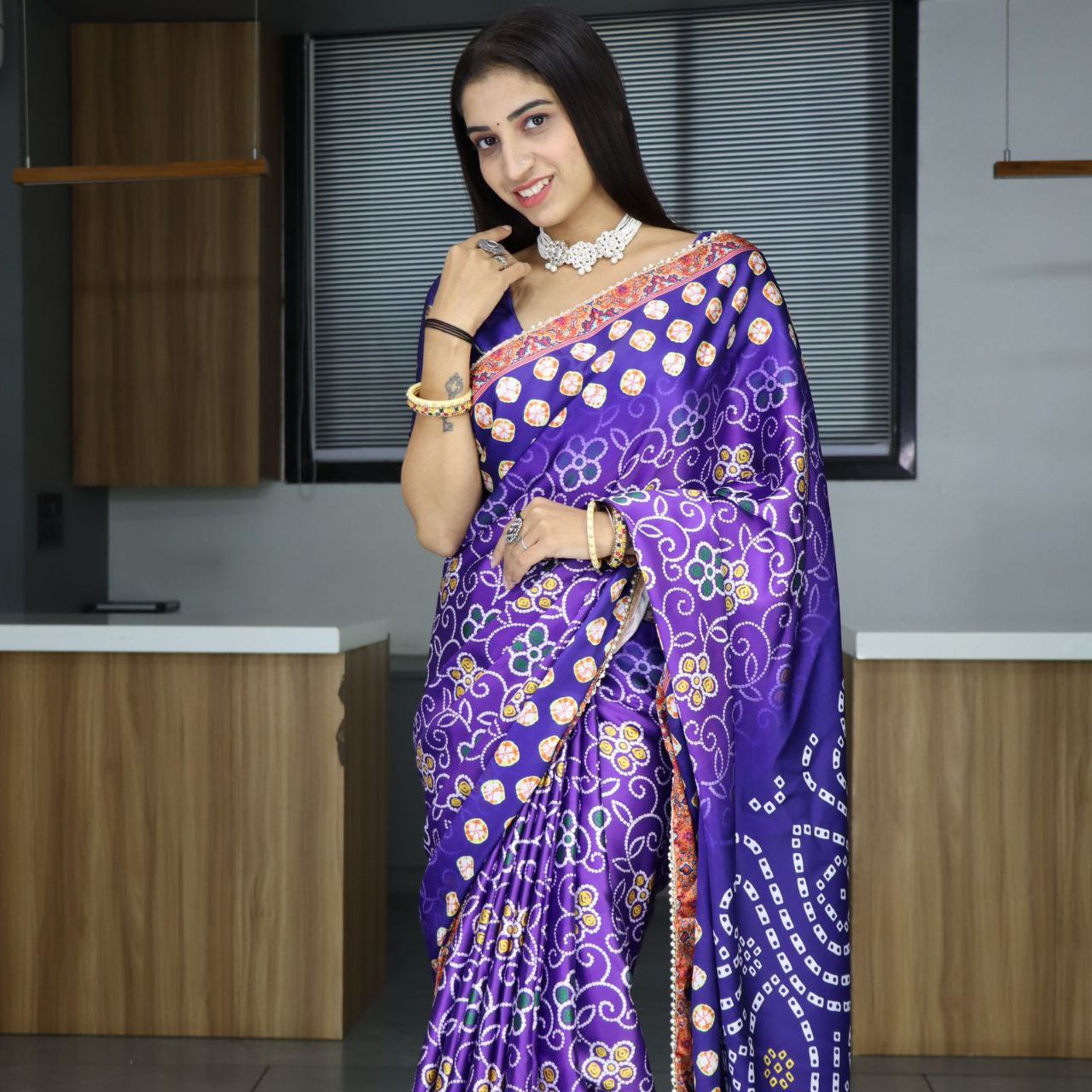 Patola Printed Japan Satin Saree