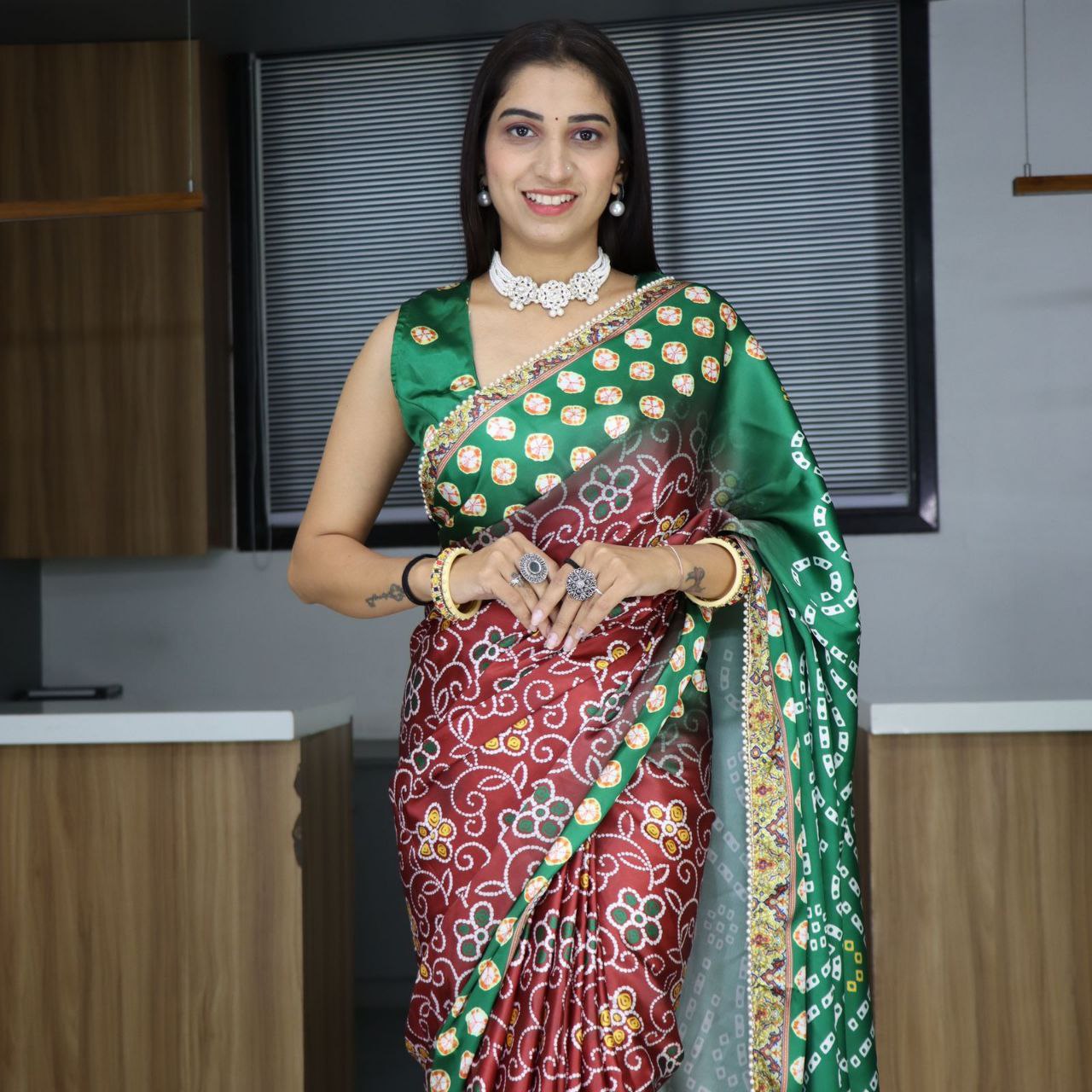 Patola Printed Japan Satin Saree