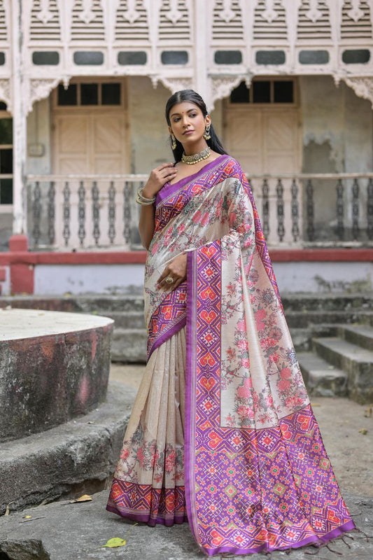 Patola Printed Tussar Silk Saree