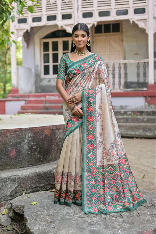 Patola Printed Tussar Silk Saree