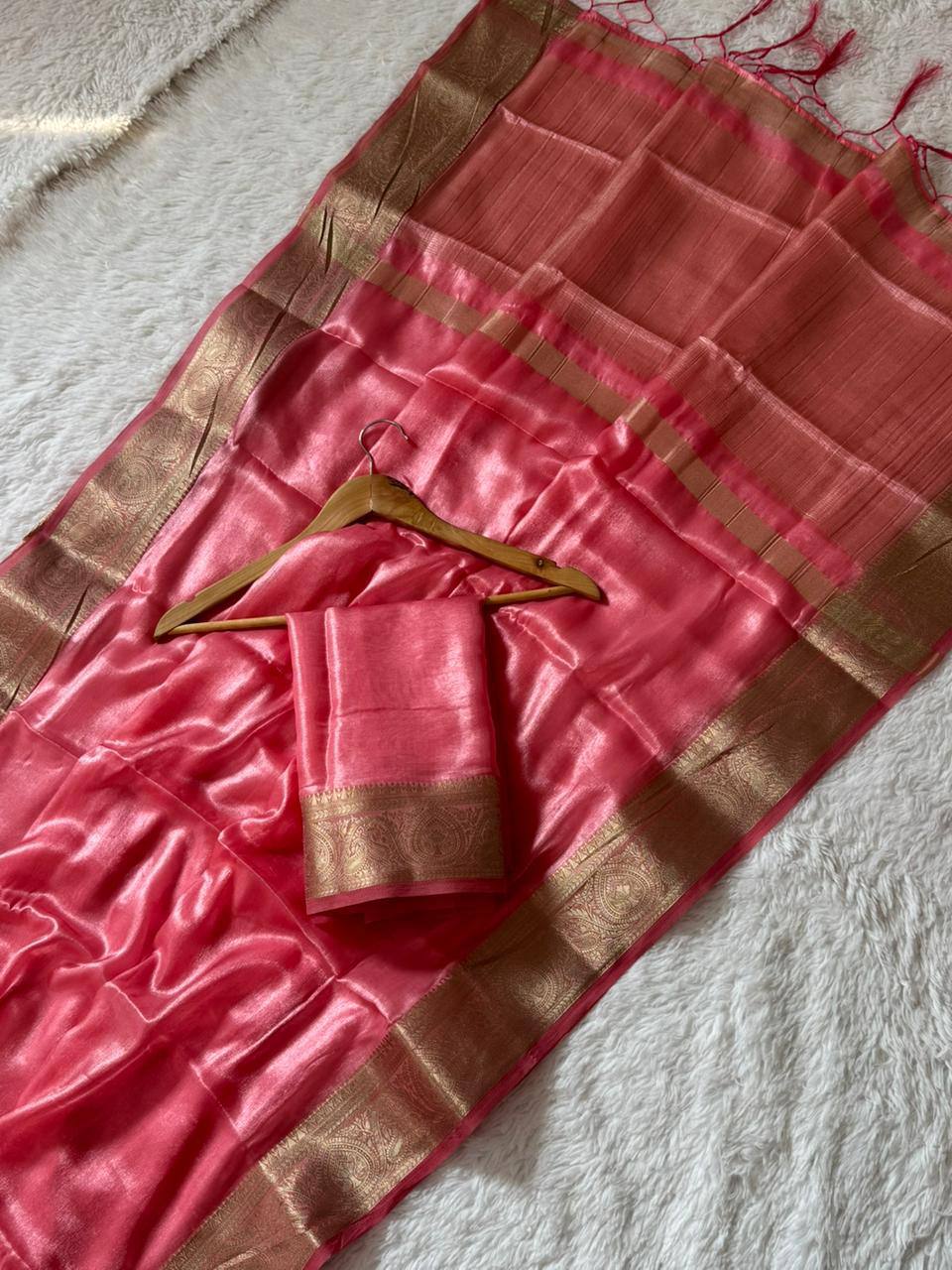 Peach Soft Space Silk Saree