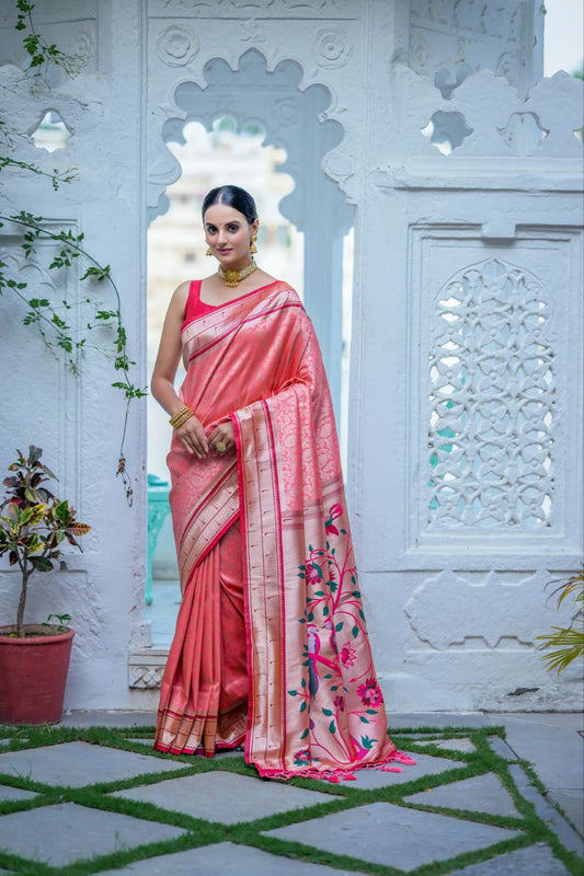 Peach Traditional Kanjivaram Silk Saree