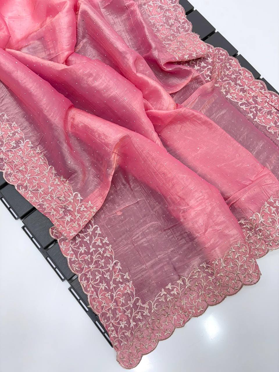 Pink Designer Cunchy Silk Saree