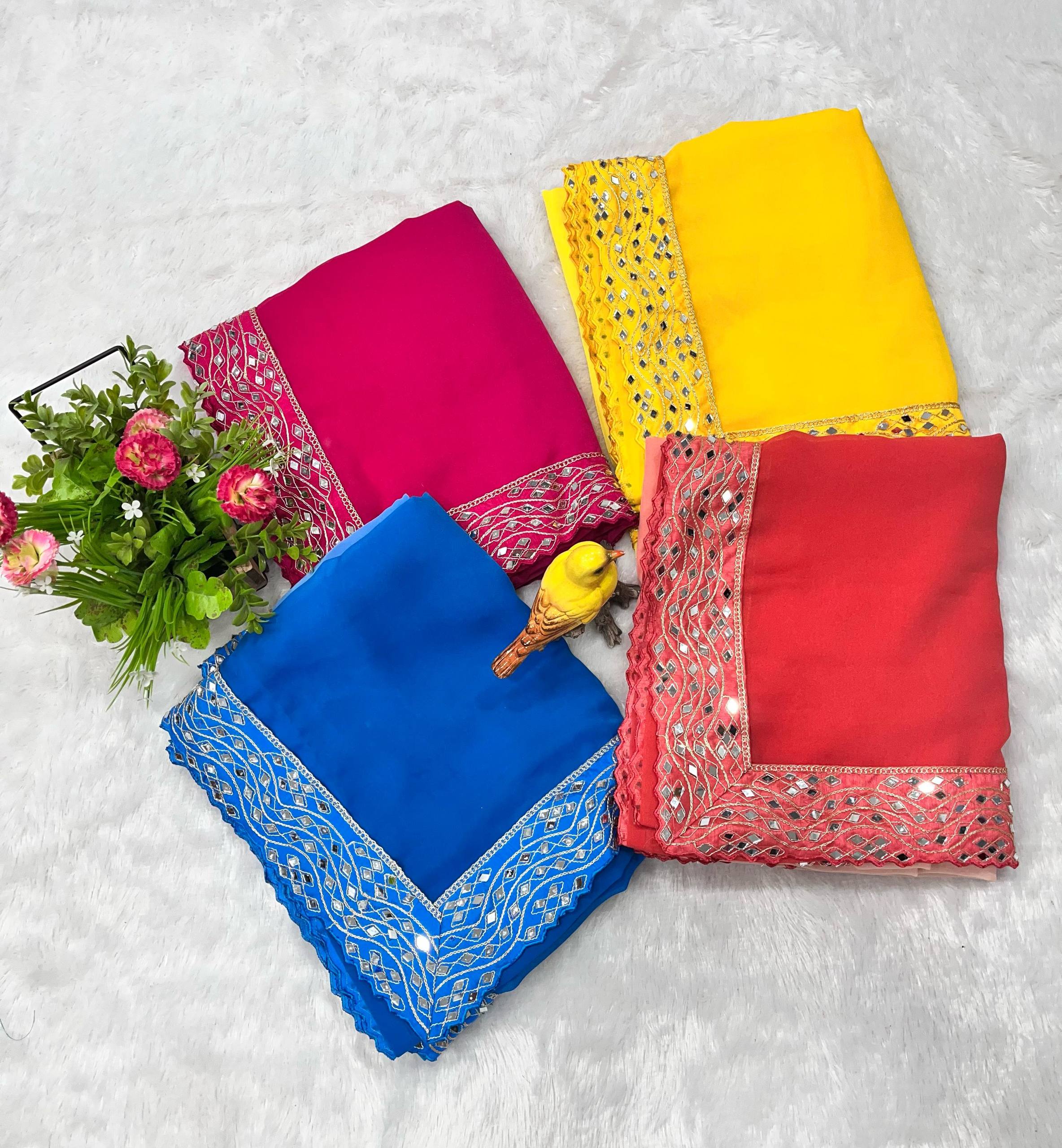 Pink Designer Party Wear Georgette Saree