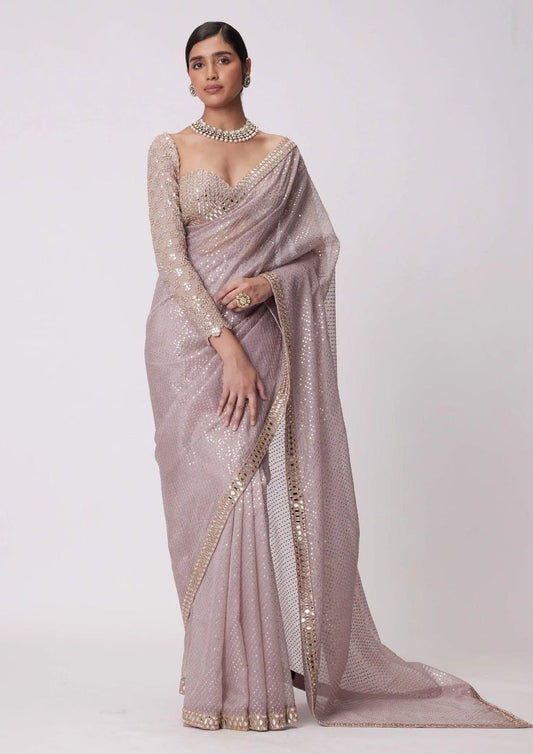 Pink Designer Party Wear Georgette Saree | Replica Design