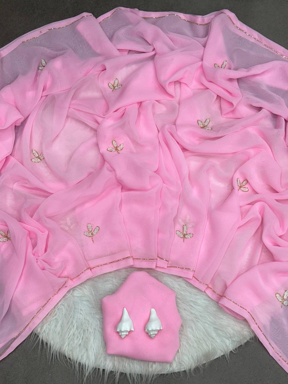 Pink Designer Soft Georgette Saree