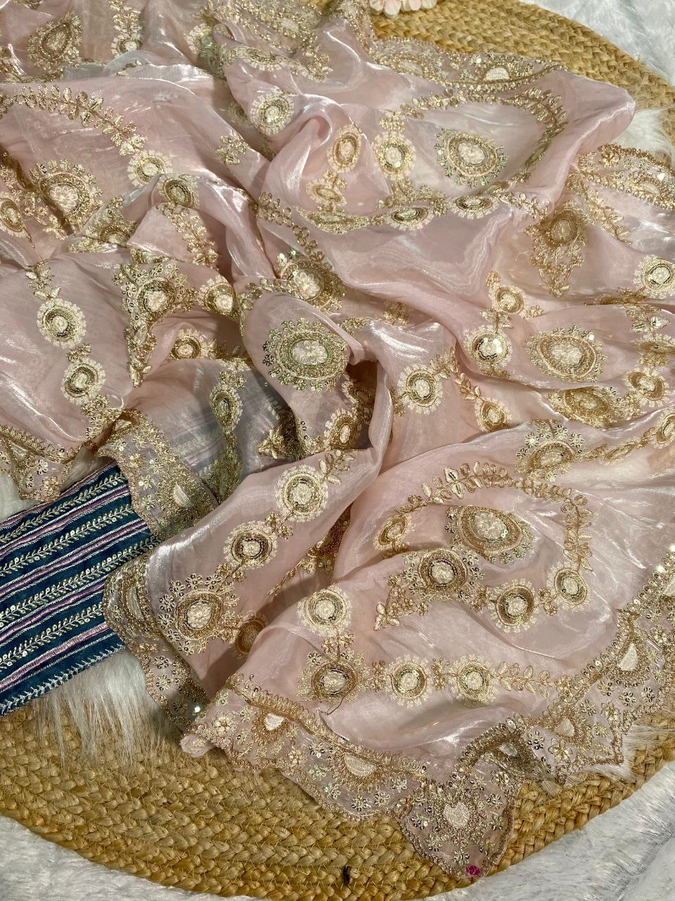 Pink Fancy Designer Satin Organza Saree