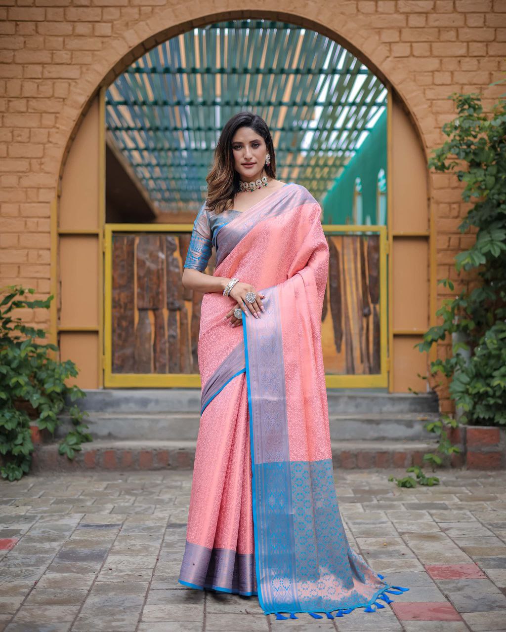 Pink Kubera Pattu Silk Saree