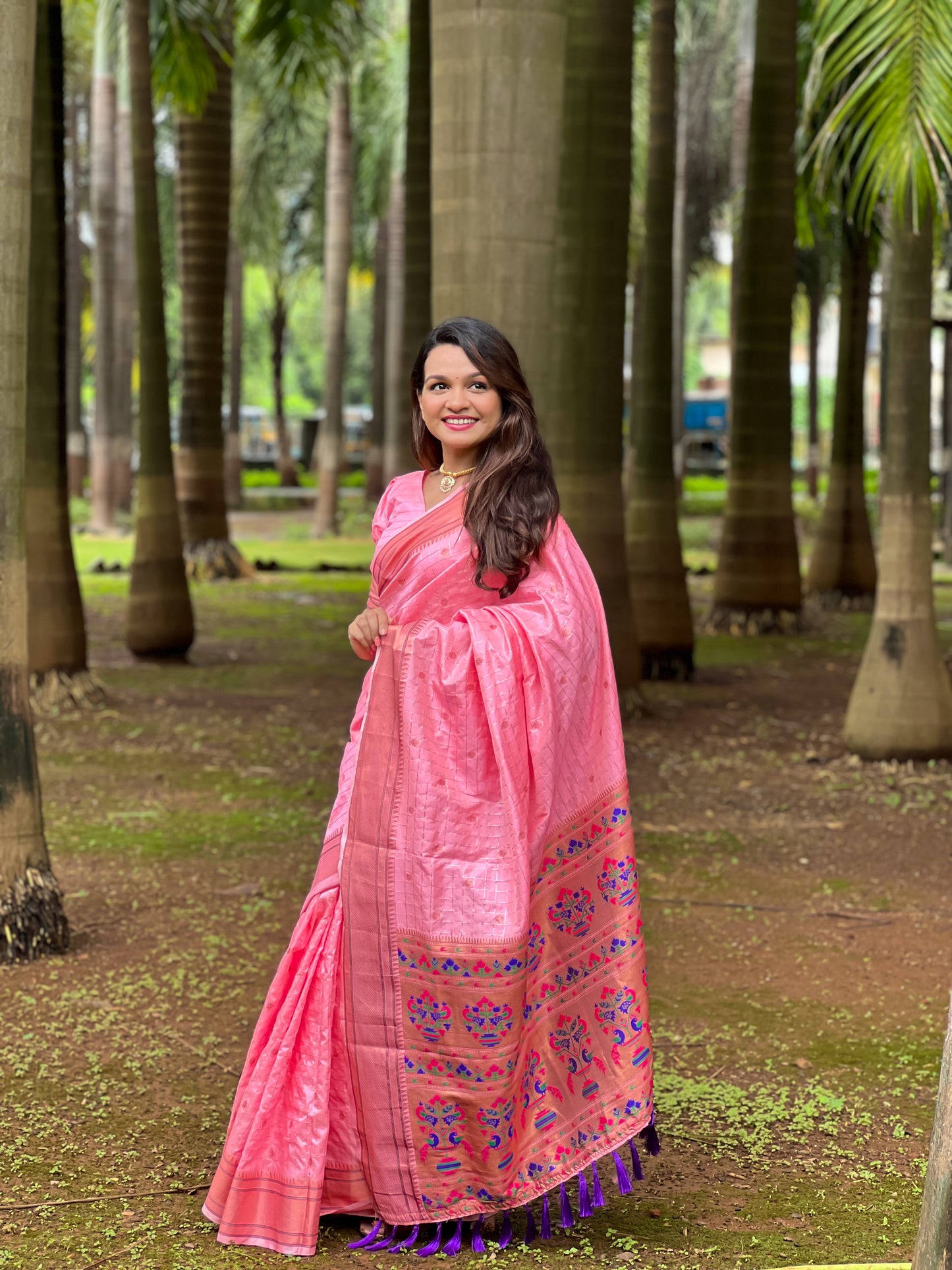 Pink Maharashtrian Paithani Silk Saree