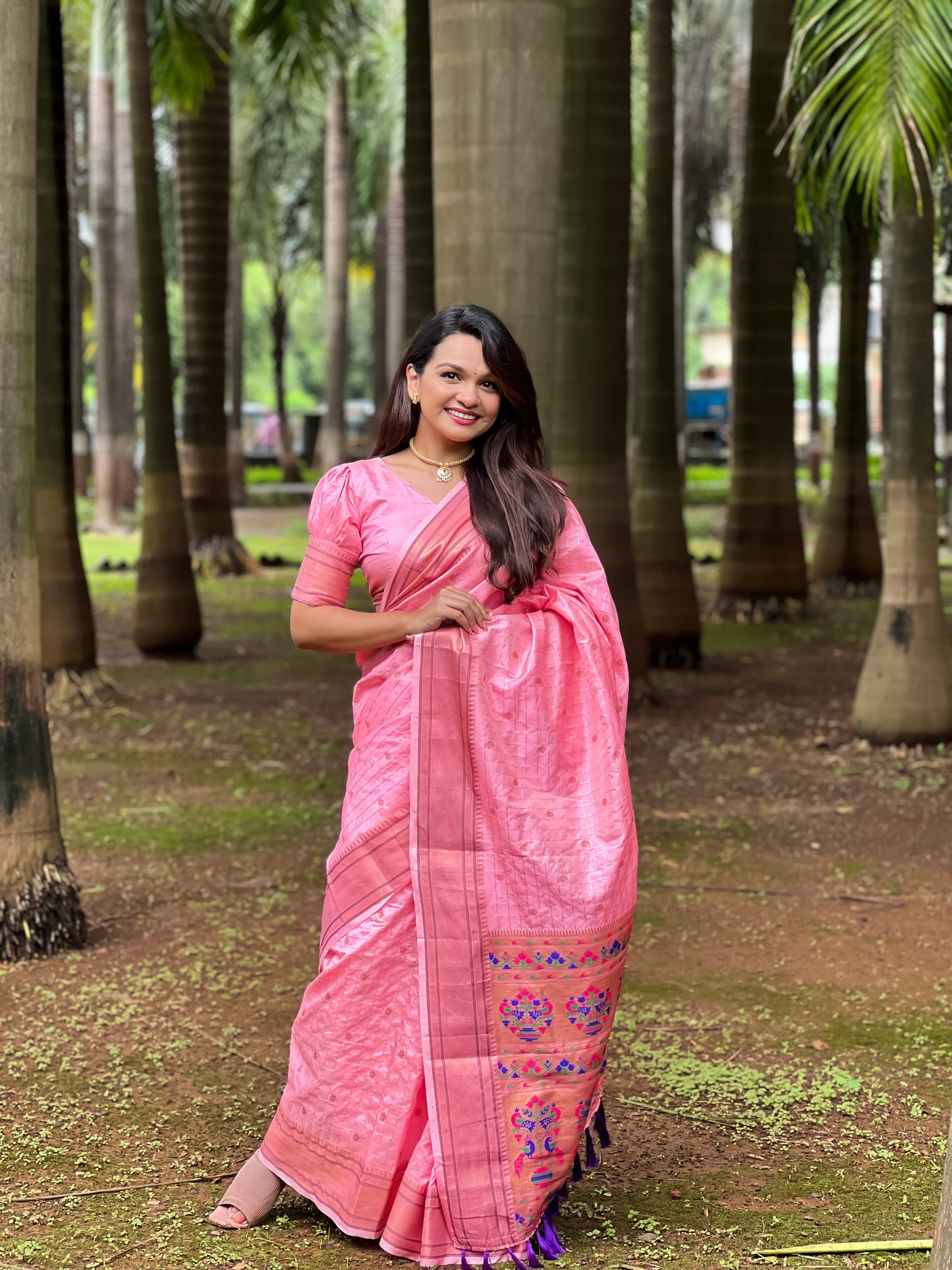 Pink Maharashtrian Paithani Silk Saree