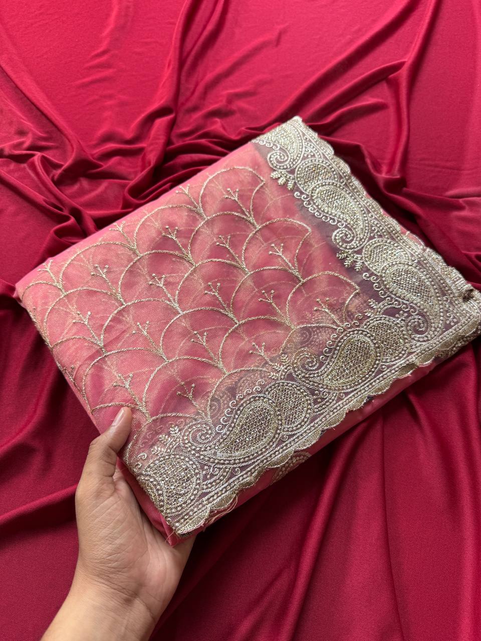 Pink Pure Zari Tissue Silk Saree