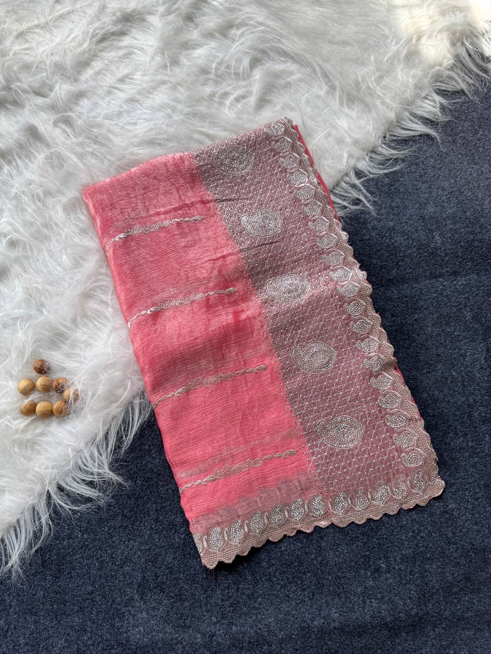 Pink Stylish Jimmy Choo Silk Saree