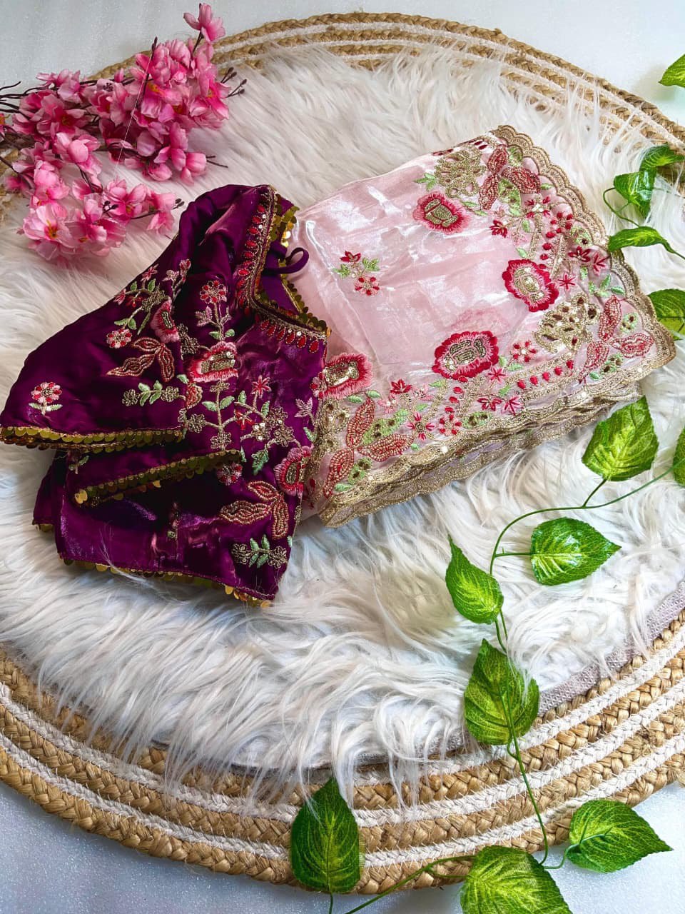 Pink Stylish Party Wear Jimmy Choo Silk Saree