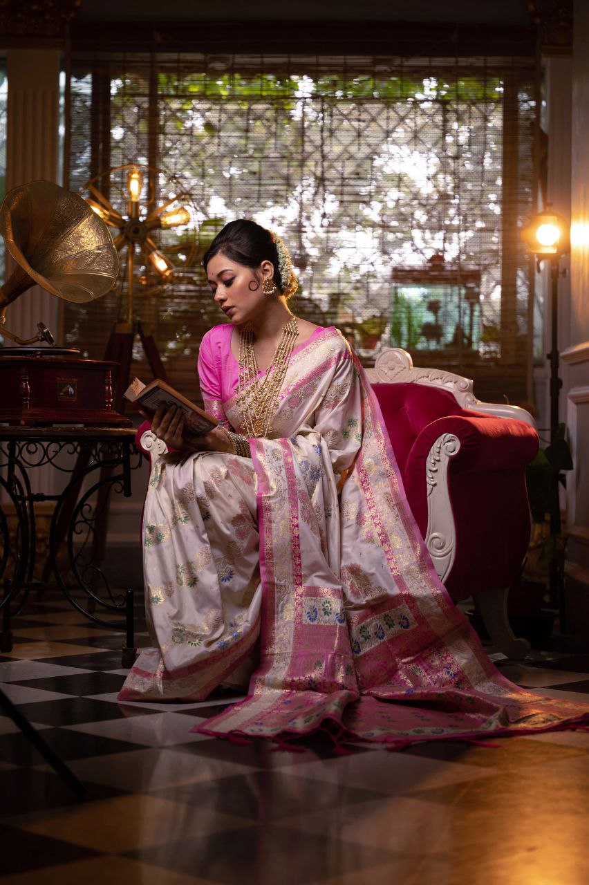 Pink Traditional Banarasi Silk Saree