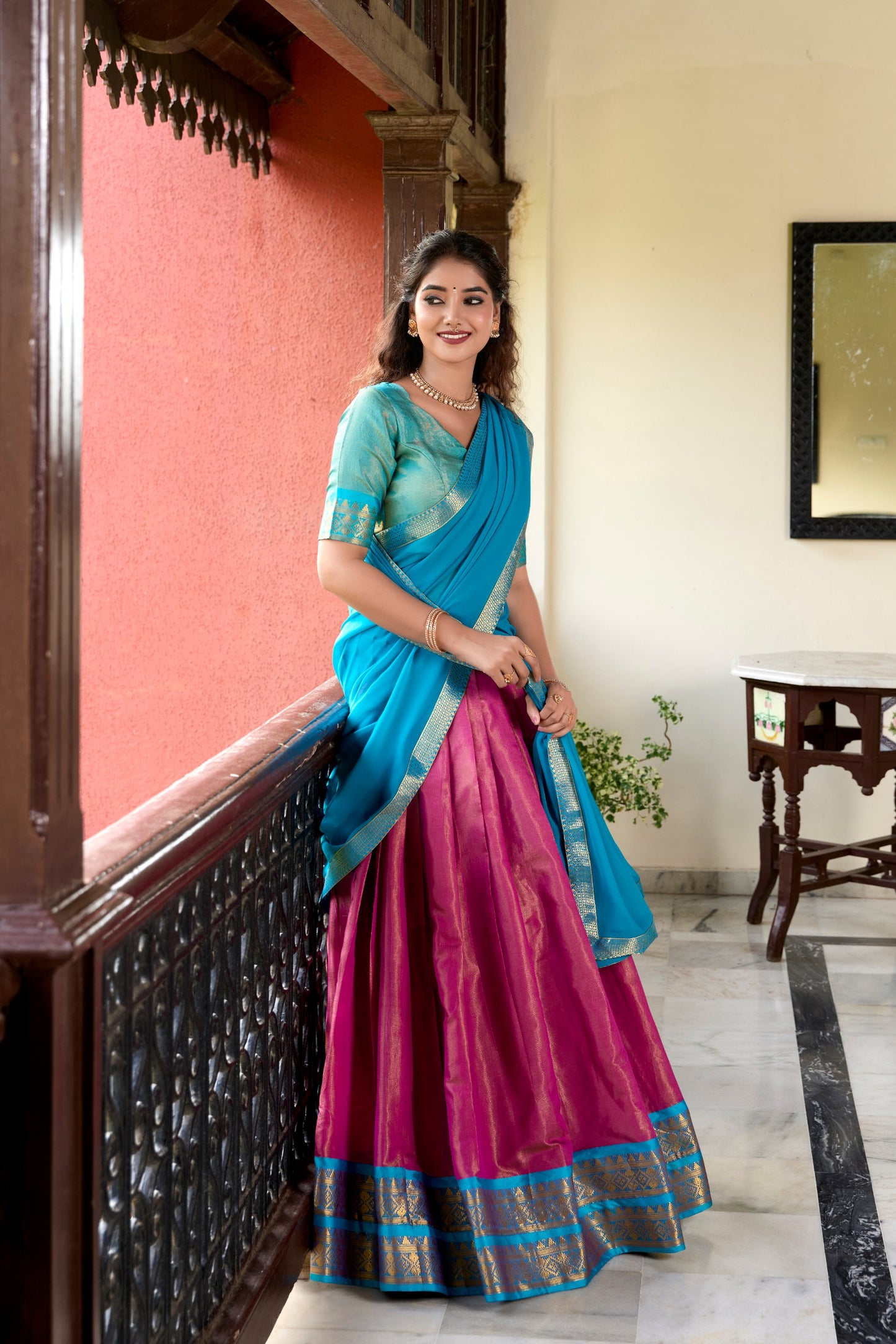 Pink Traditional Kanchipuram Lehenga