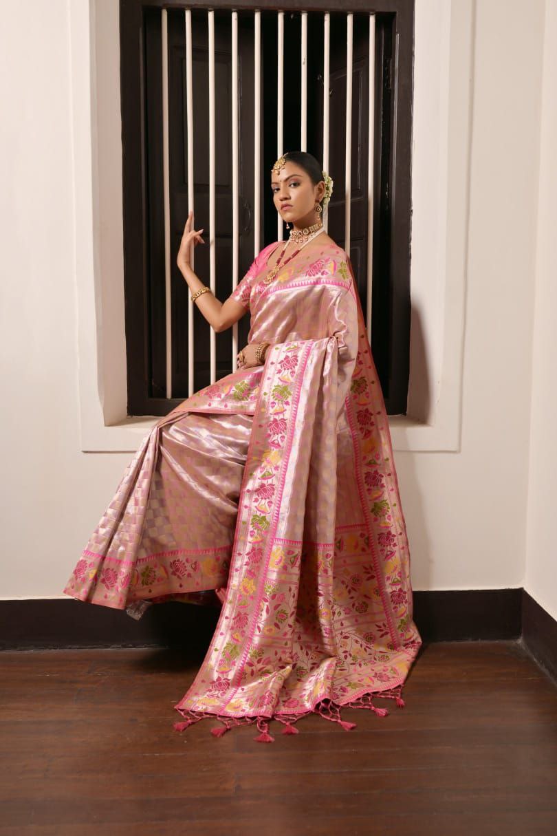 Pink Traditional Paithani Silk Saree