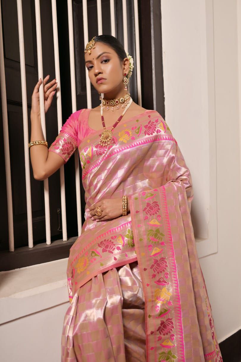 Pink Traditional Paithani Silk Saree