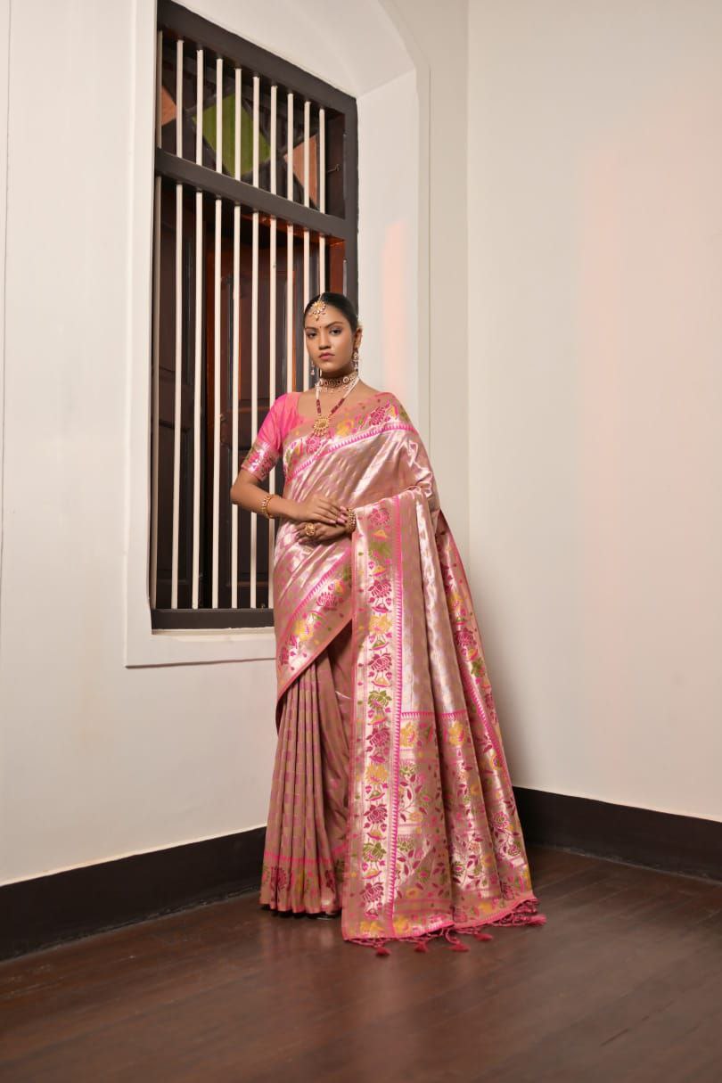 Pink Traditional Paithani Silk Saree