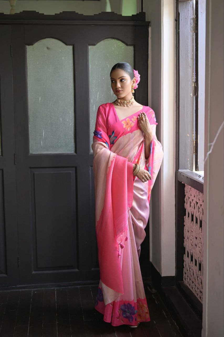 Pink Traditional Silk Saree