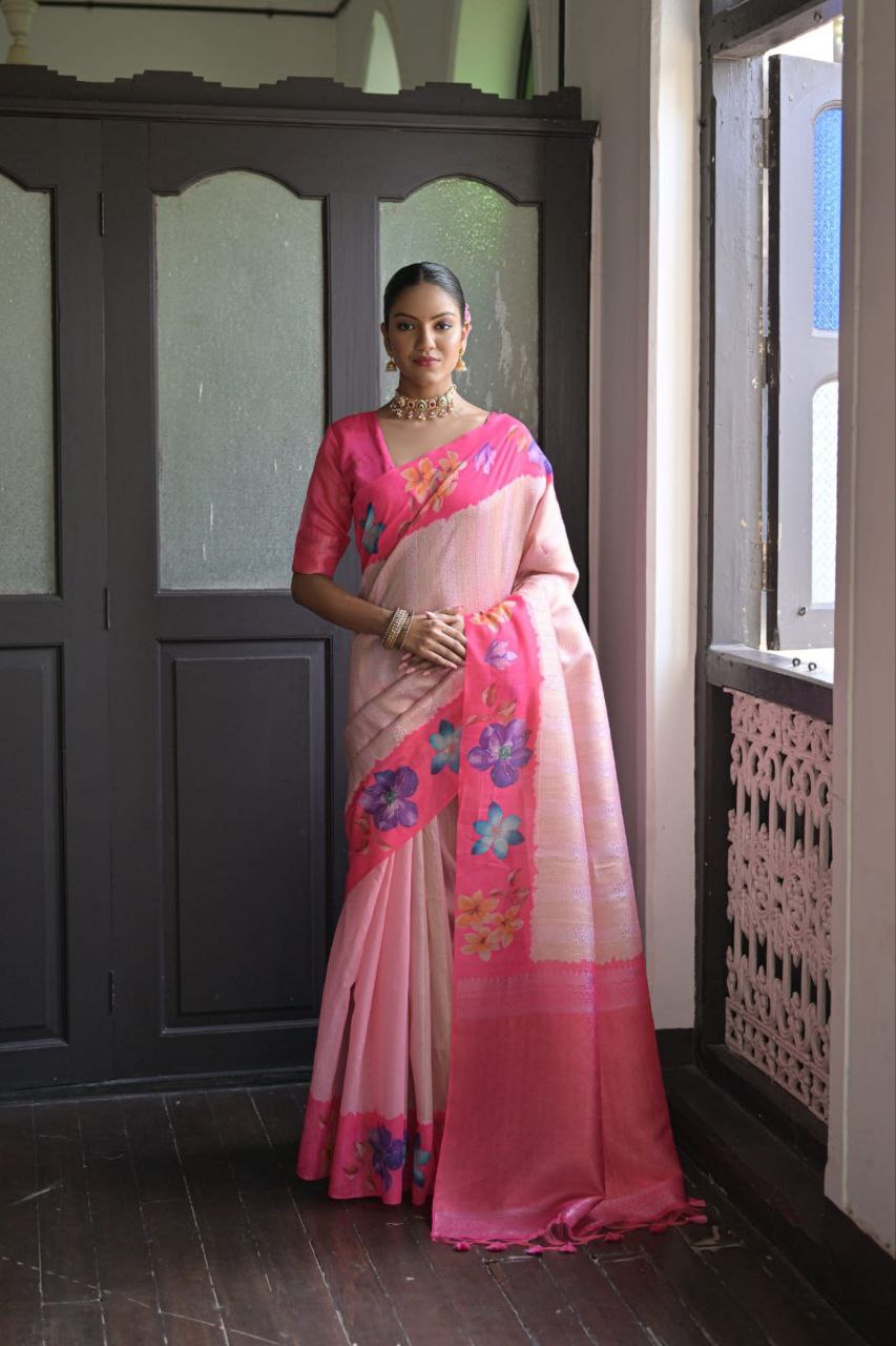 Pink Traditional Silk Saree