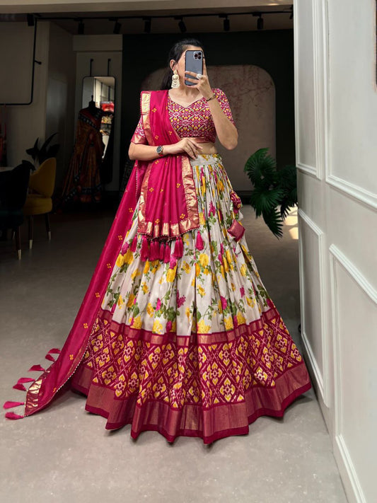 Pink Traditional Wedding Wear Silk Lehenga