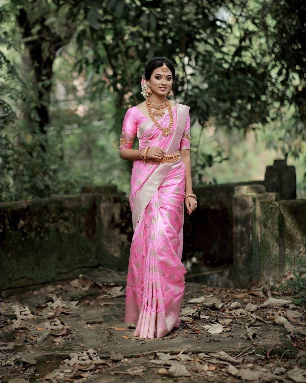 Pink Wedding Wear Banarasi Saree