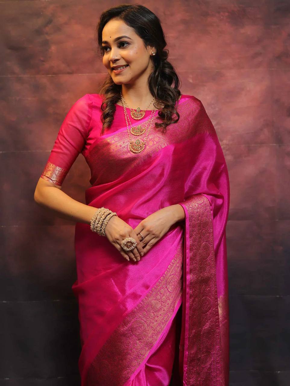 Pink Wedding Wear Banarasi Saree