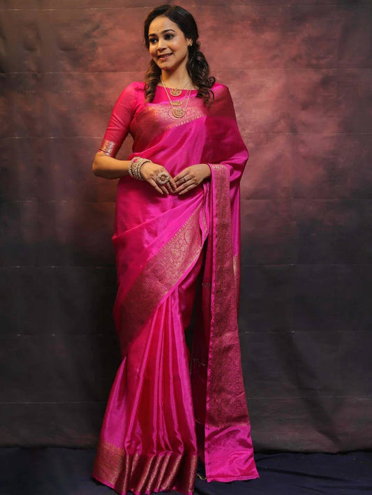 Pink Wedding Wear Banarasi Saree