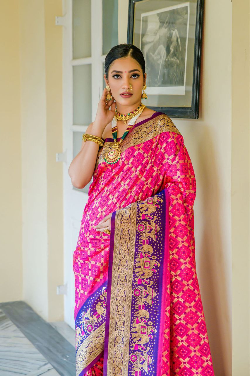 Pink Wedding Wear Banarasi Silk Saree