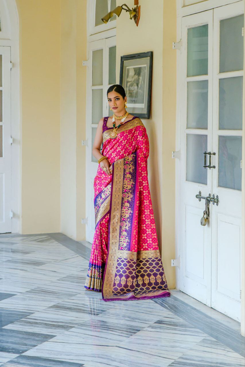 Pink Wedding Wear Banarasi Silk Saree