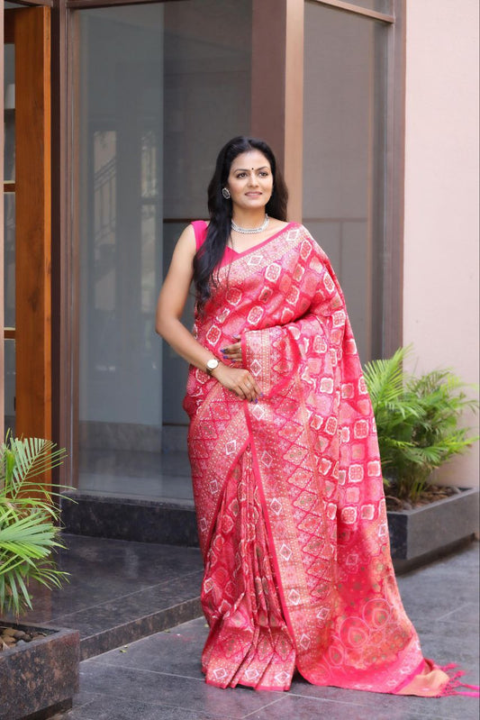 Pink Wedding Wear Soft Silk Saree